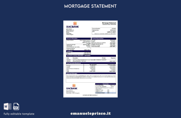 modello di estratto conto ipotecario Mongolia XacBank in stile verificato Modell